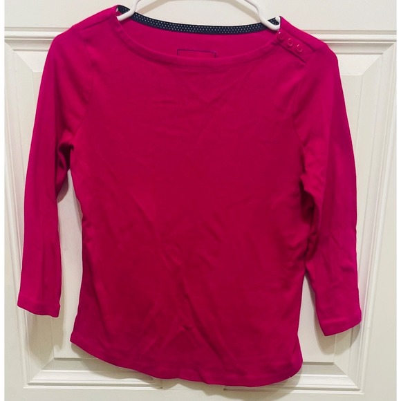 Charter Club Supima Cotton Top‎ 3/4 Sleeve Button Detail Pink PS - Picture 1 of 3